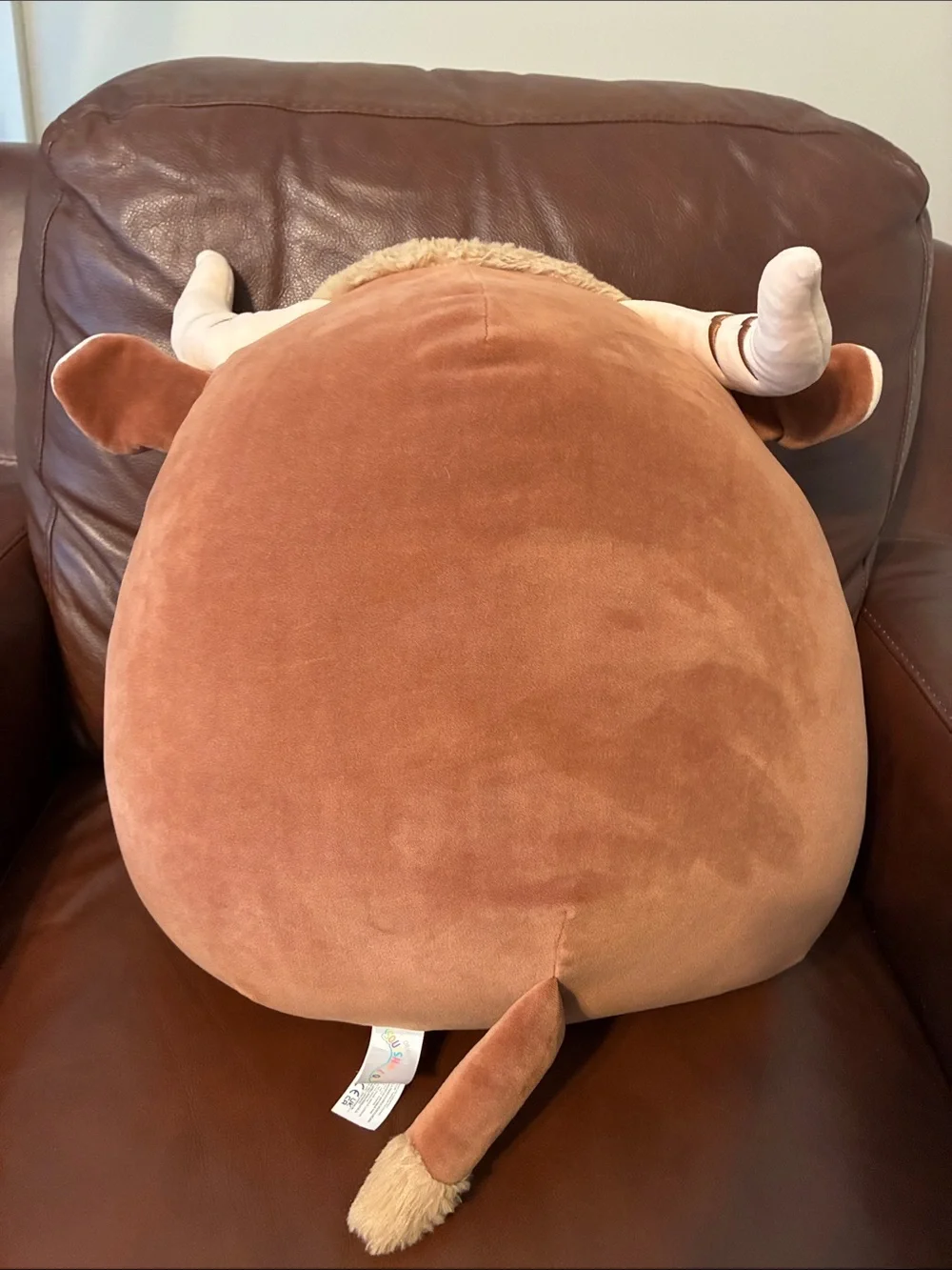 Squishmallows Brown Highland Cow Plush Pillow with Cream Accents